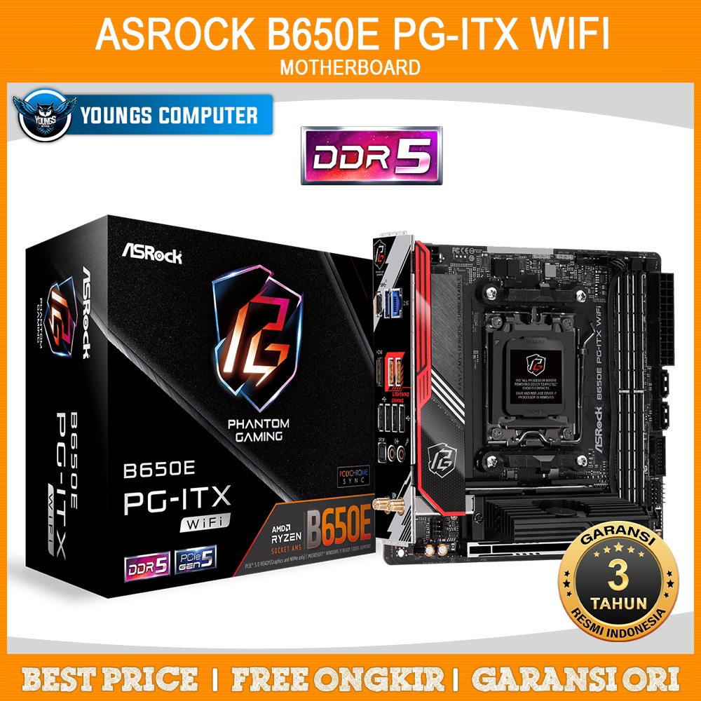 ASROCK B650E PG-ITX WIFI | MOTHERBOARD AMD B650 AM5 DDR5 M ITX