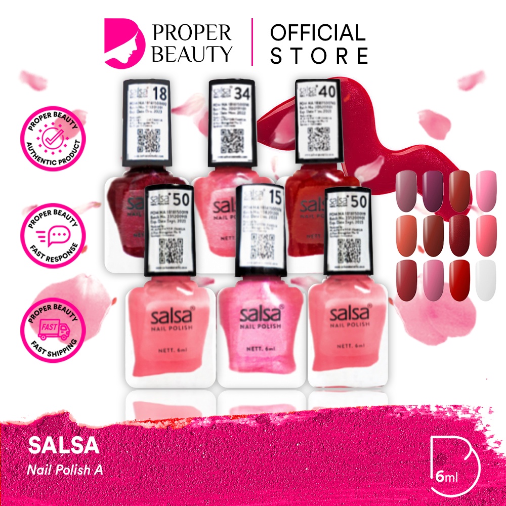 SALSA Nail Polish A Indonesia / Cat Kuku / Nude 1 2 Glam Glamour Set B / Peel Polish Kutek Halal Off Lupas Breathable Hijab Friendly / Color Pewarna Warna Matte Glossy Nude Bening / Satuan Ecer Full Set Paket / Cosmetic Beauty Tools Aksesoris / Varnish