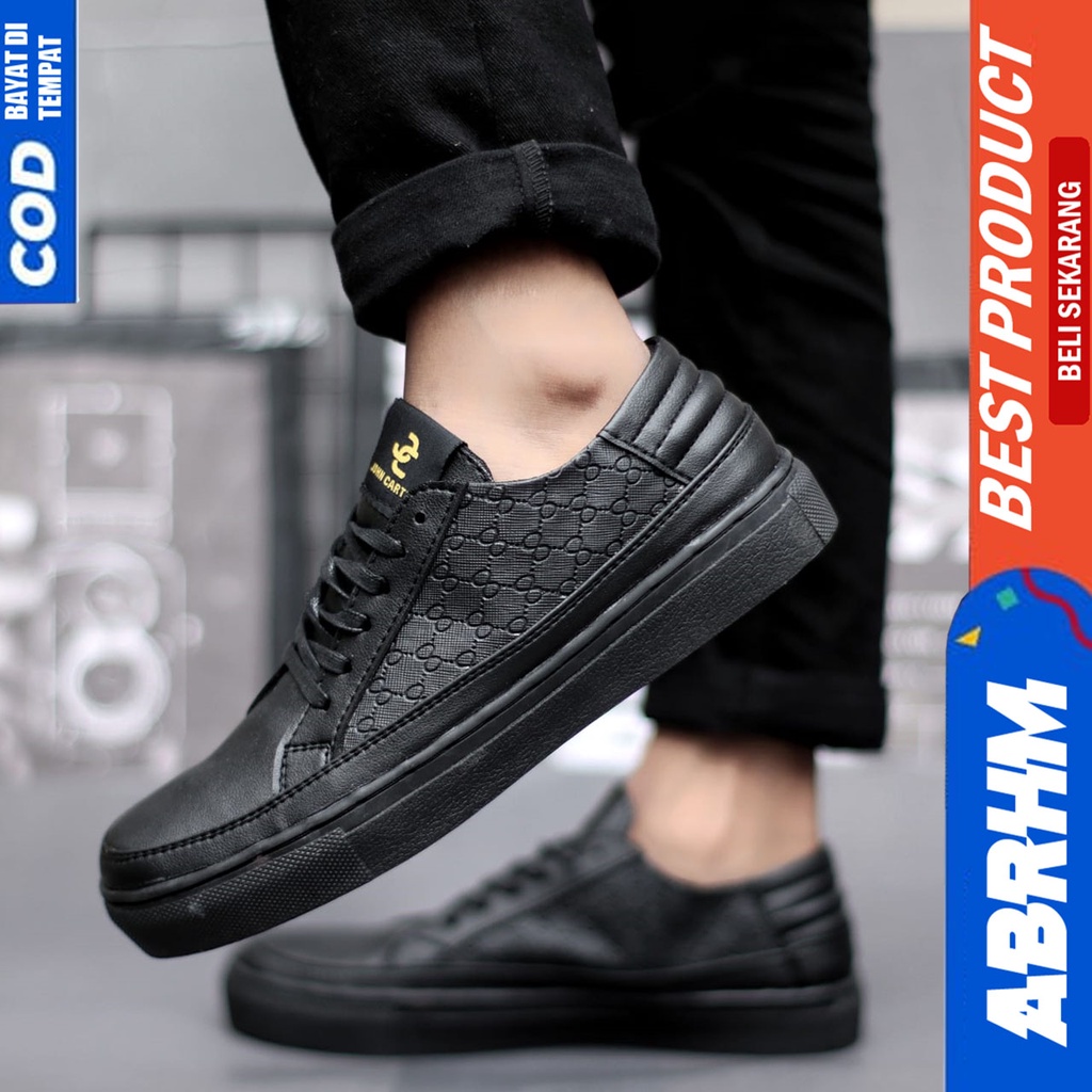 Sepatu Sneakers Pria Casual  Hitam Kerja Abrhm Alteroi