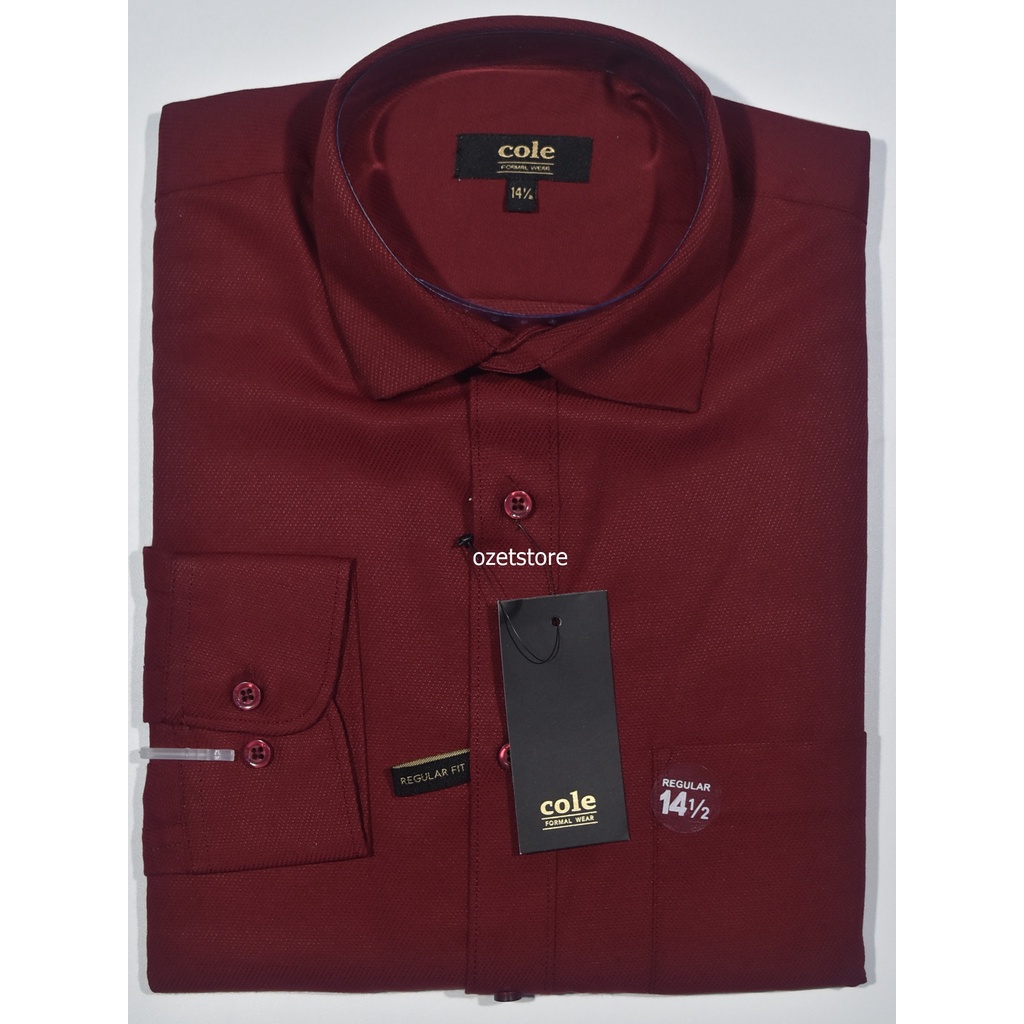 Kemeja Pria Formal Lengan Panjang COLE Marun Reguler KCR145