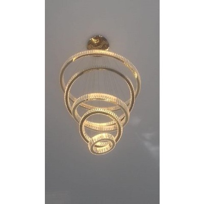 LAMPU GANTUNG VOID CRYSTAL 5 RING UKURAN 110+90+70+50+30 GD