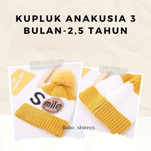 Topi Kupluk Anak Bayi Perempuan Laki laki Bahan Rajut tebal Model Terbaru Style Korea Kualitas Import