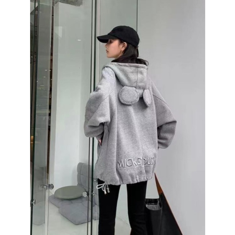 MICKEY ZIPPER CUTE JACKET SWEATER WANITA ATASAN HOODIE LUCU KOREAN FASHION STYLE TERKINI