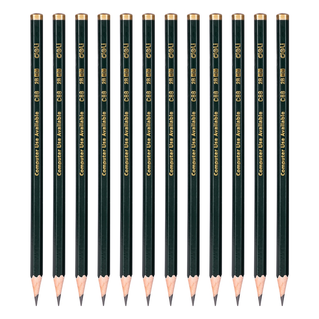 Deli Graphite Pencil / Pensil Kayu 2B 1 Pack Isi 12pcs Kualitas Bagus EC88