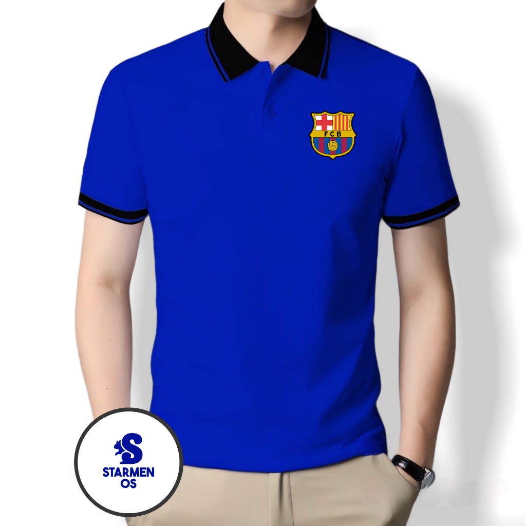Kaos Wangki Polo Atasan Tshirt Pria Kerah Wangki Big List LOGO BARCELONA
