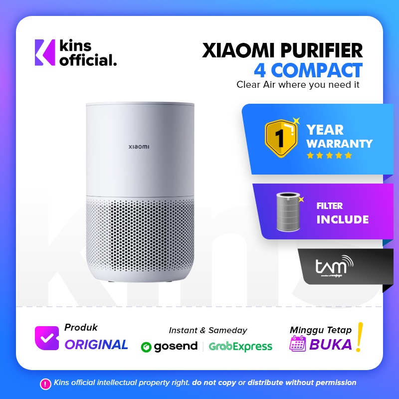 Xiaomi Smart Air Purifier 4 Compact OLED Layar Sentuh Pembersih Udara