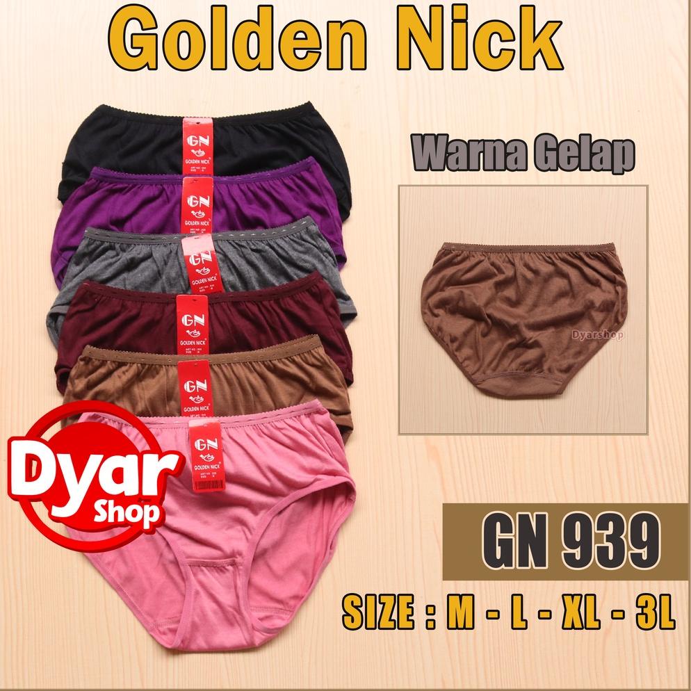 BOOMING [ 6 pcs ] Celana dalam wanita Golden nick 939 || Celana Dalam Wanita Golden Nick Warna Gelap