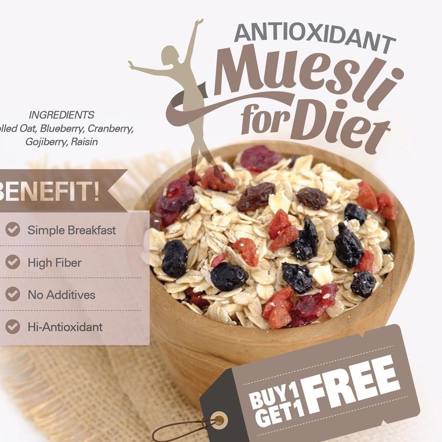 

BRANDS FESTIVAL Buy 1 Get 1 Free Antioxidant Muesli (500gr x 2pc) serbuuu !