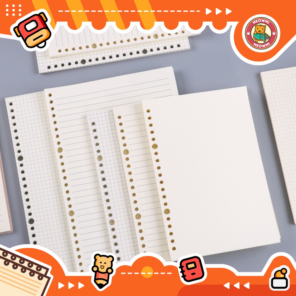 

Kertas Refill Binder Loose Leaf A4 B5 A5 A6 20/26/30 Lubang Warm Tone MB0090