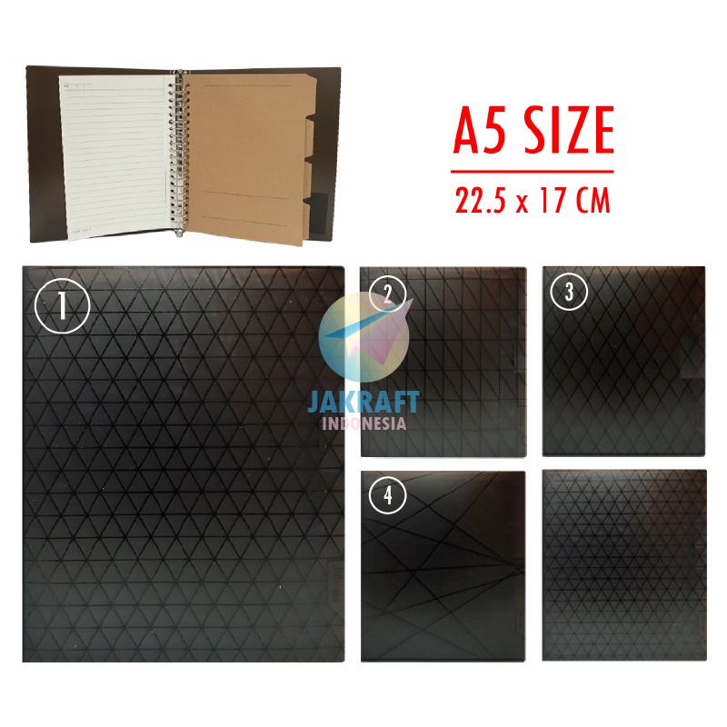 

(1 Set) Binder Note A5 #B0130 Cover Hitam Linear Black 20 Ring + Bonus Index Divider & Kertas Loose Leaf