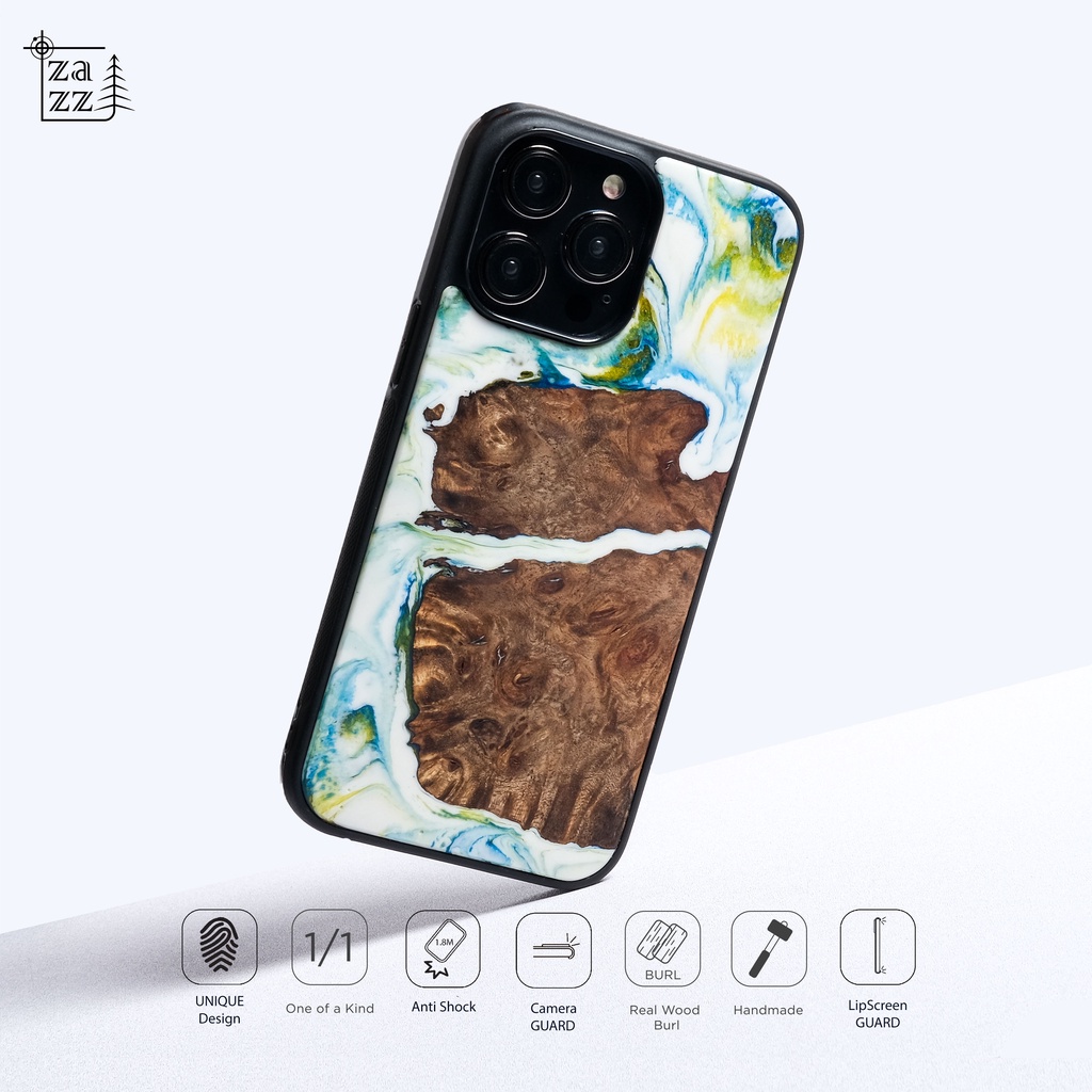 Custom case kayu burl resin (Iphone, Samsung, Oppo, Xiaomi, Asus) Casing Hp