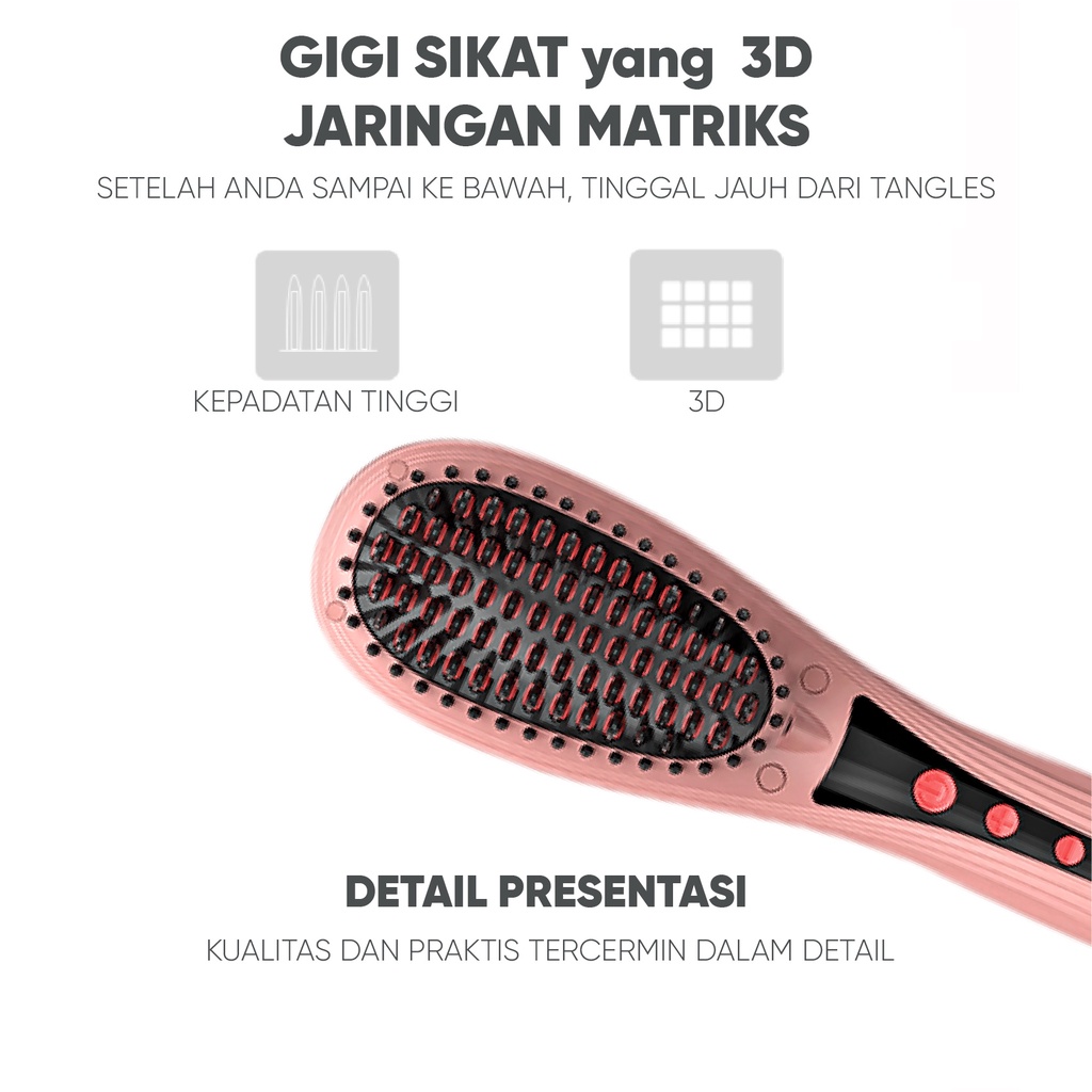 BOMIDI Catokan Rambut Hair Straightener HB1 Curler 2 In 1 Catokan Sisir Listrik