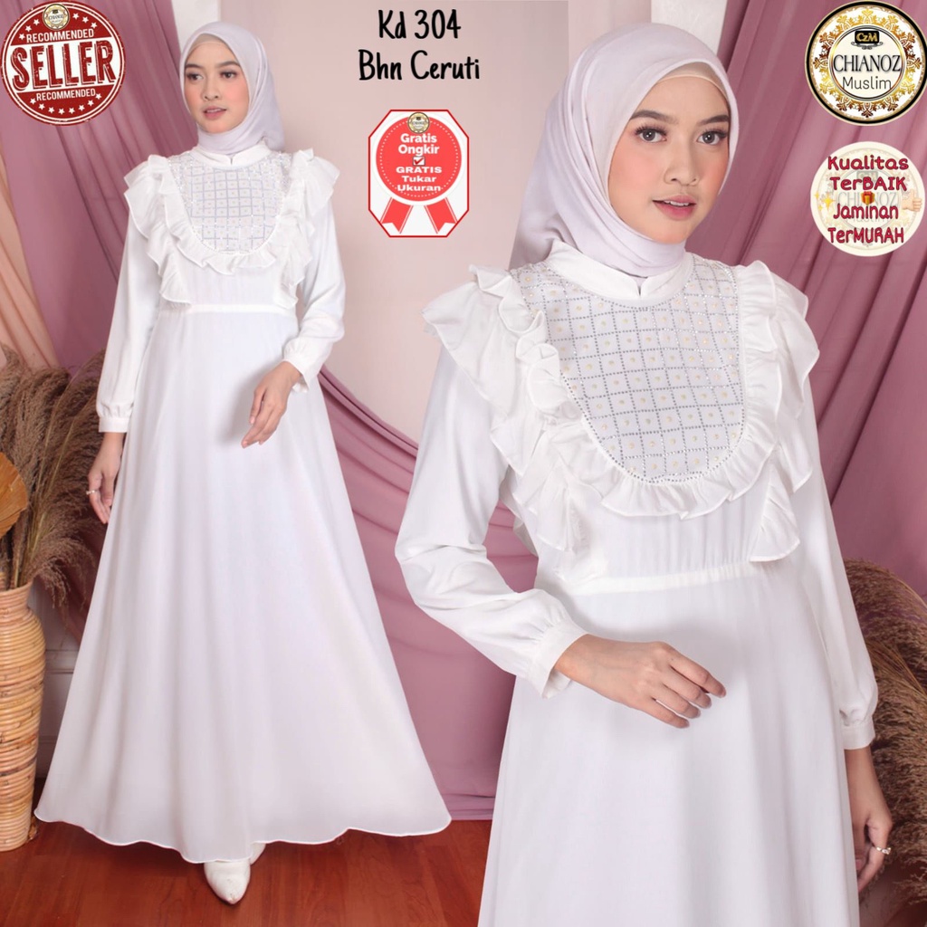 CHIANOZ Gamis Hitam Mewah Monika Dress Brukat Renda Baju Lebaran Umroh Haji Manasik Pesta Akad 301 304