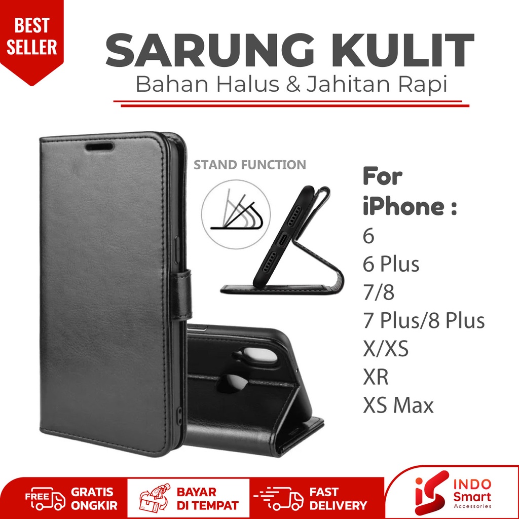 Case iPhone 6 6+ 7 7+ 8 8+ X XS / iPhone 6 Plus 7 Plus 8 Plus XR XS Max Casing Hp Dompet Wallet Flip