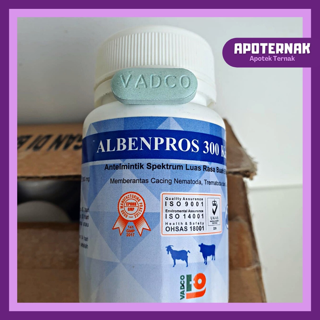 Albenpros 300 Kaplet 1 Pcs | Obat Cacing Anak Sapi Pedet Kambing Cempe Unggas Rasa Buah