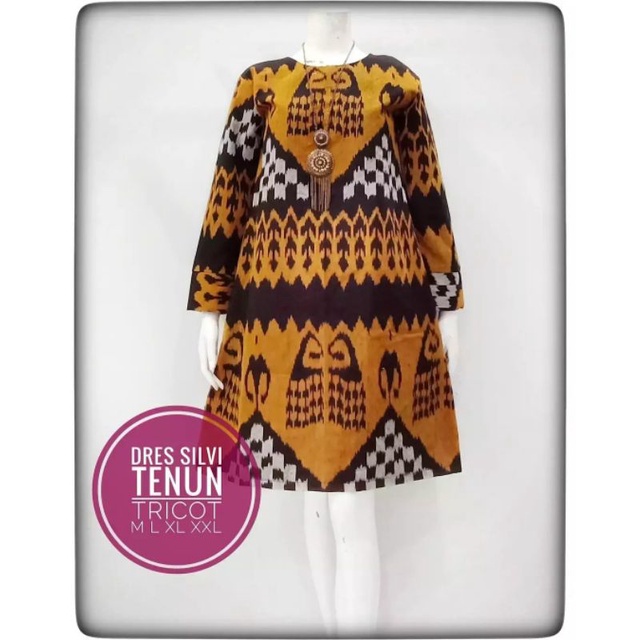 Dress tenun etnik baju tenun jepara tunik wanitan fashion dress kekinian DTB123