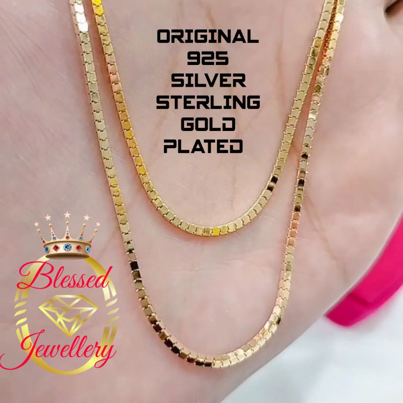 KALUNG PERAK 925 ASLI LAPIS EMAS MILANO KACA