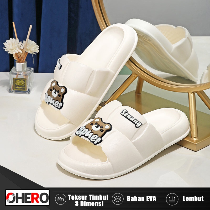 Sandal Bear Sandal Wanita Jelly Import Rumah Sandal Slop Karet Slip On Sepatu Sendal Kekinian Selop Korea Couple Murah Elastic Empuk Anti Slip EVA