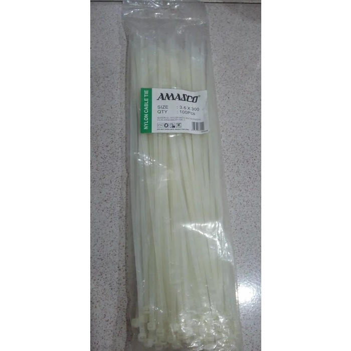 

><><><] KABEL TIES / KABEL SERUT / KABEL TARUK 300 MM X 3.6MM PUTIH ISI 100