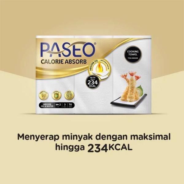 [TISU DAPUR | NYERAP MINYAK] Paseo Elegant Kitchen Towel 3 Roll | Tissue Dapur Serba Guna | Nyerap Kalori Minyak | Ngelap Tangan | PIRING_Cerianti