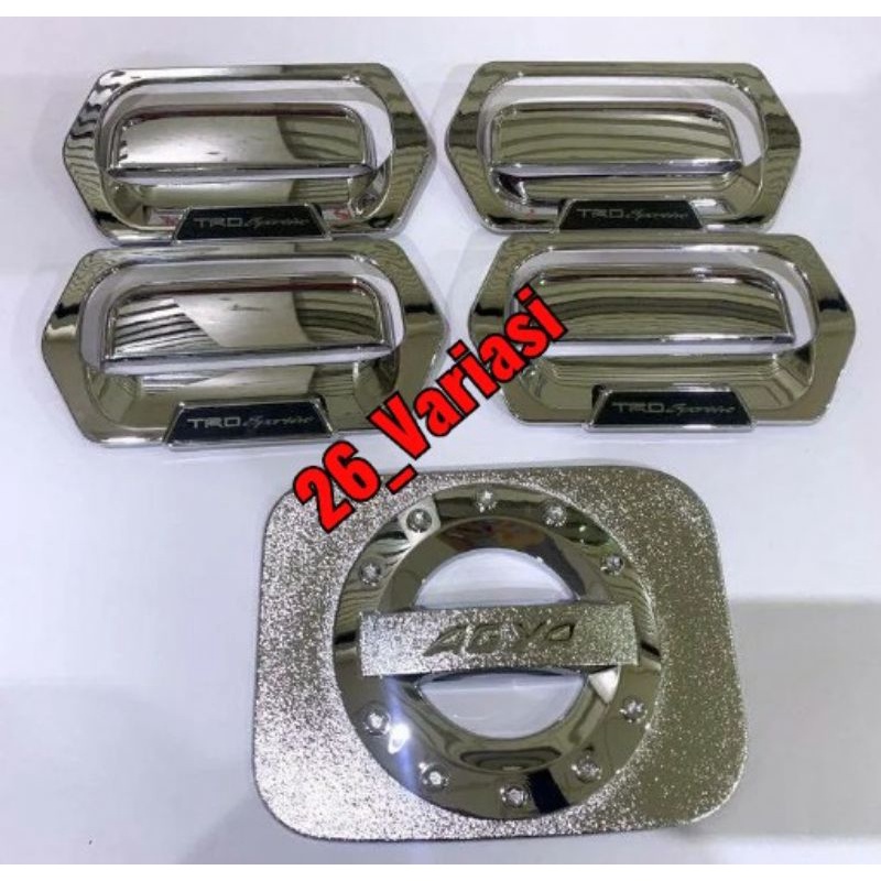 Paket Handle Cover Outer Mangkok Pintu Tank Cover Sporty Chrome AGYA / AYLA TRD