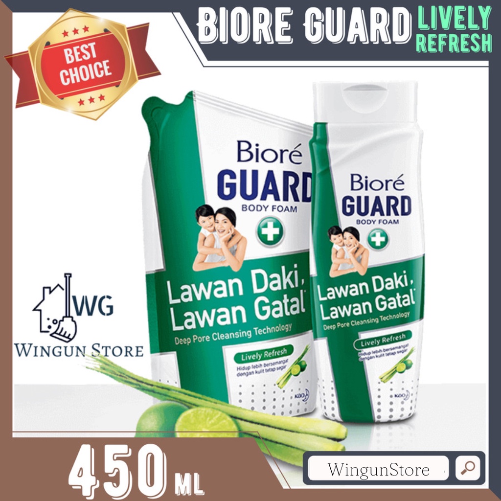 BIORE GUARD HIJAU 450ml sabun mandi cair biore body foam Lively Refresh 450 ml