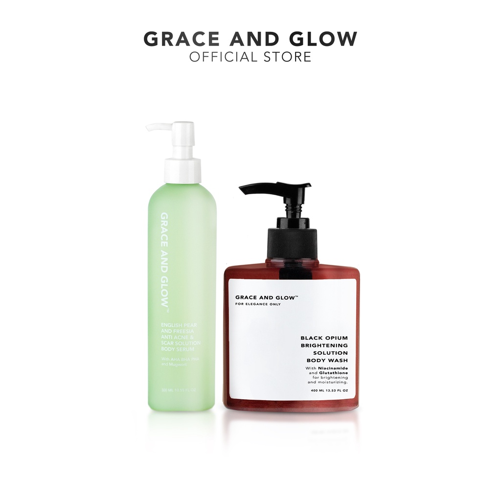 Grace and Glow Brightening Solution Body Wash + English Pear and Freesia Anti Acne &amp; Scar Body Serum