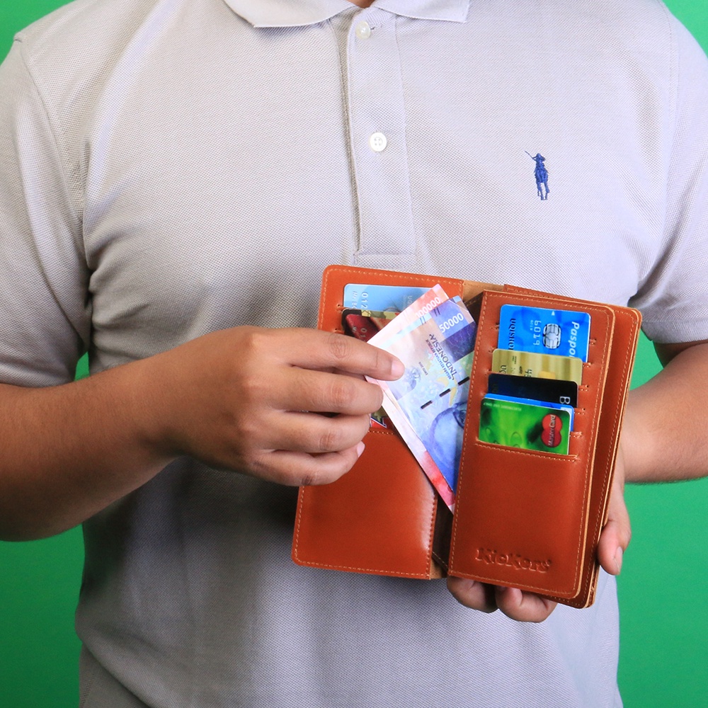 Dompet Cowok model panjang bahan kulit sapi asli Keren F012 KICKERS