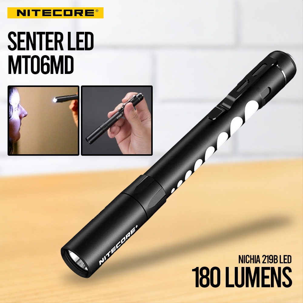 SportStationOutlet NITECORE Senter LED Nichia 219B 180 Lumens - MT06MD - Black