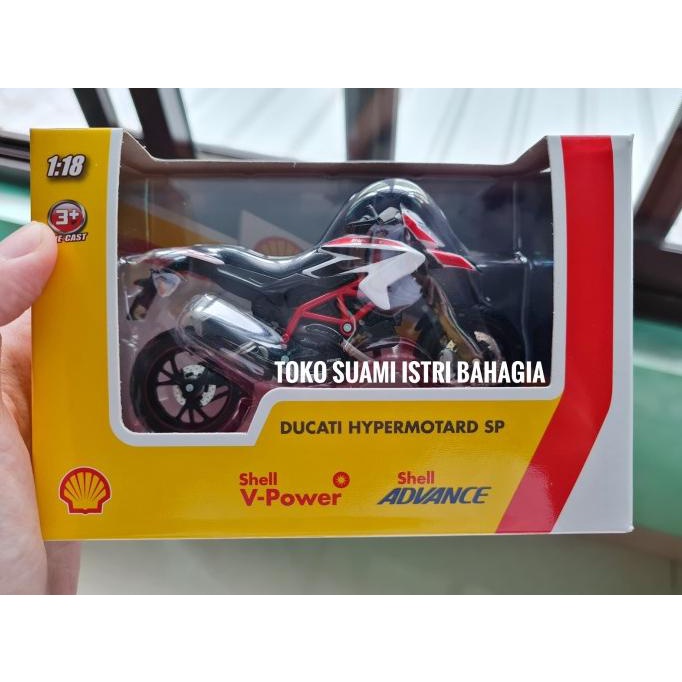 Shell Ducati Hypermotard Diecast Motor Mainan Hadiah V-Power Original