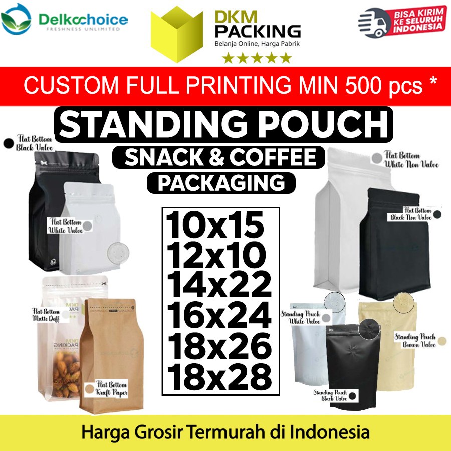 Standing Pouch COFFEE BAG PACKAGING Plastik Klip Kemasan Kopi DELKOCHOICE PREMIUM TERMURAH