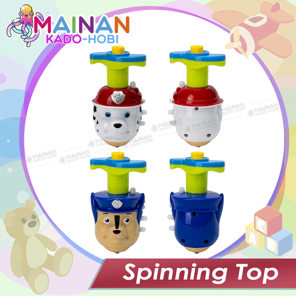 GROSIR MAINAN ANAK GASING GANGSING PUTAR LED LAMPU MUSIK KARAKTER PAW PATROL