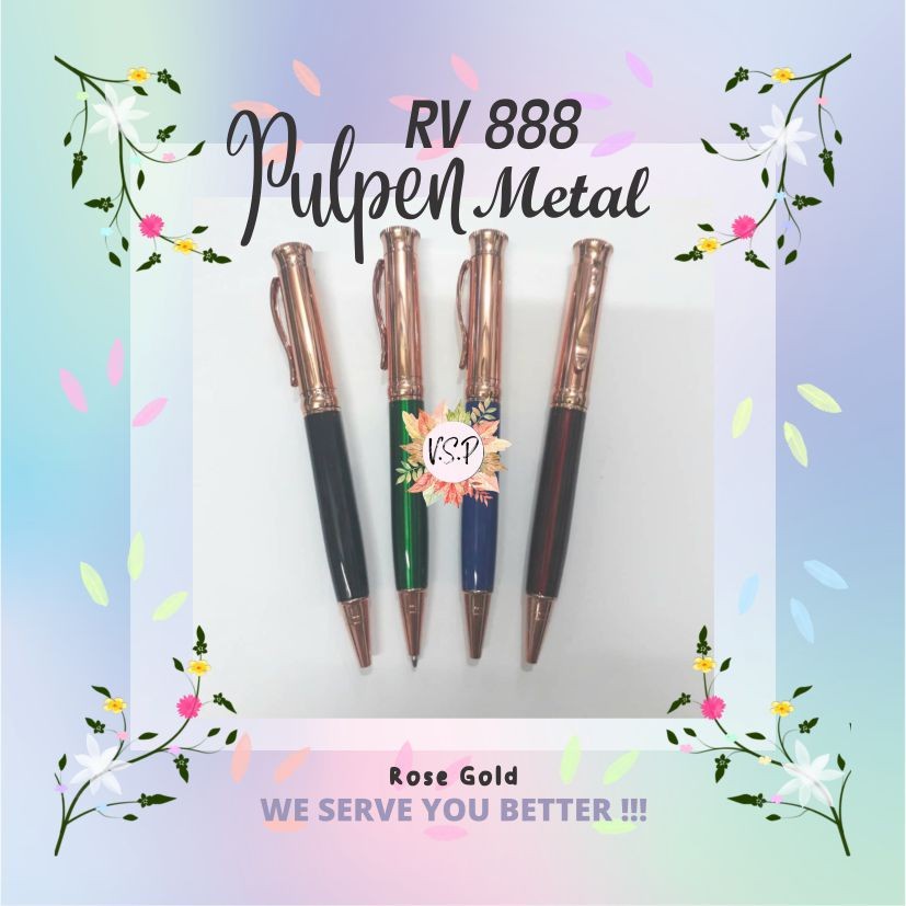 

Pulpen Metal Rose Gold RV 888 / Souvenir Wedding Seminar kit Murah