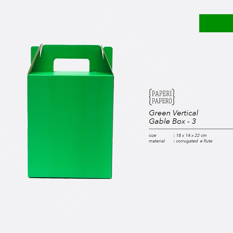 

Green Vertical Gable Box 3 Kotak Kardus Hampers Hijau (18x14x22 cm) - 1 Pcs