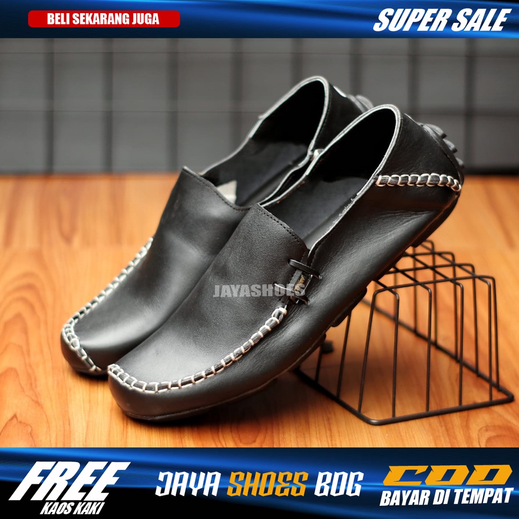 Sepatu Casual Slip On Pria Kulit Asli Kasual Selop Kerja Kuliah Ori Boat Footwear