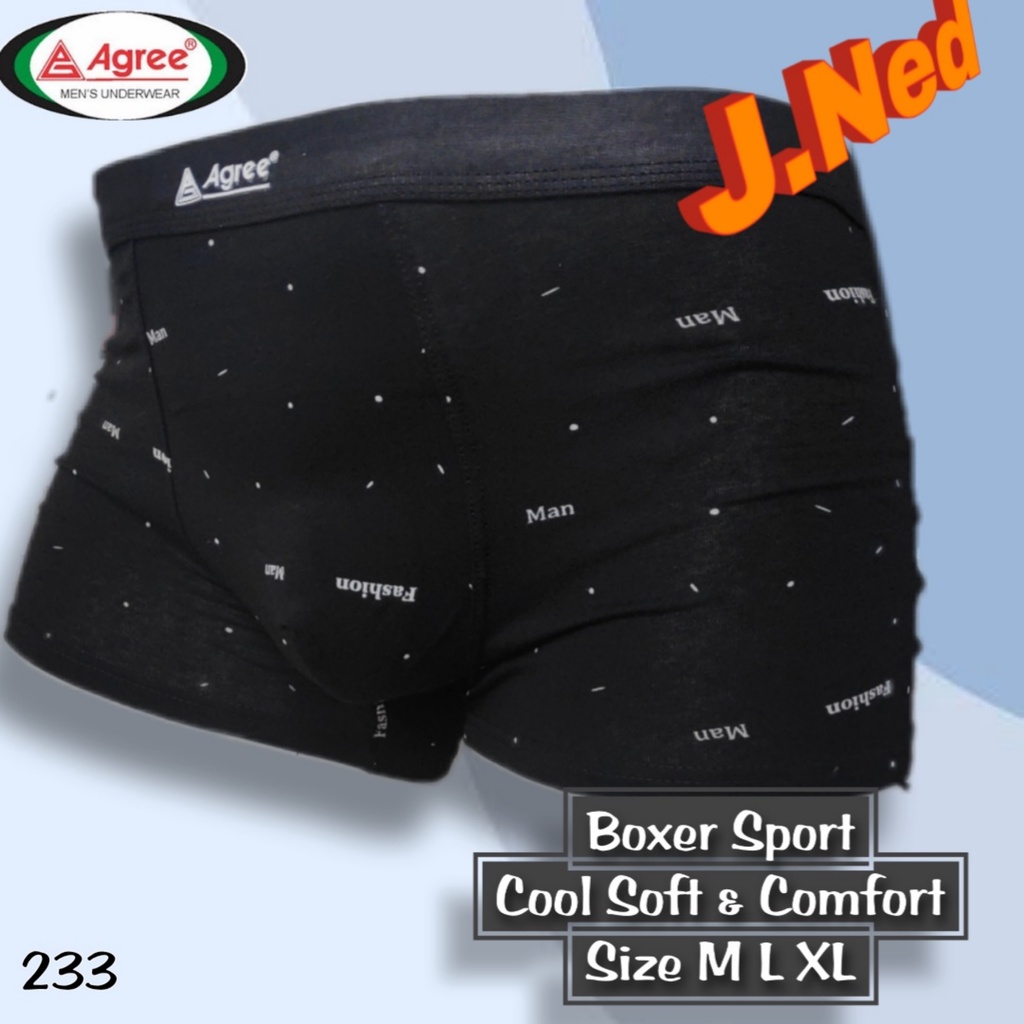 J233T CELANA DALAM BOXER PRIA AGREE SIZE M - XL HARGA 3 PCS