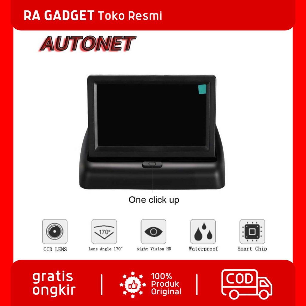 Monitor Parkir Mobil Foldable Rear View TFT LCD 4.3 Inci / Layar Monitor Lcd Parkir Belakang Tv Mini