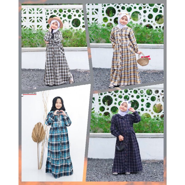 Dress Anak Perempuan Flanel Katun baju muslim anak perempuan kekinian 2023 baju lebaran stelan gaun 