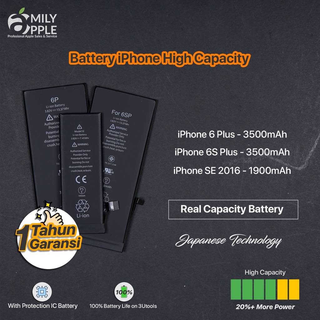 Baterai Iphone 6 Plus 6S Plus SE 2016 High Capacity Double Power