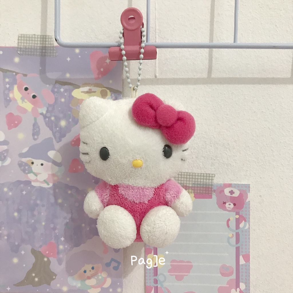 Hello Kitty Sanrio in Pink Clothes [Preloved] - Plush Doll Boneka Keyring Ganci Keychain