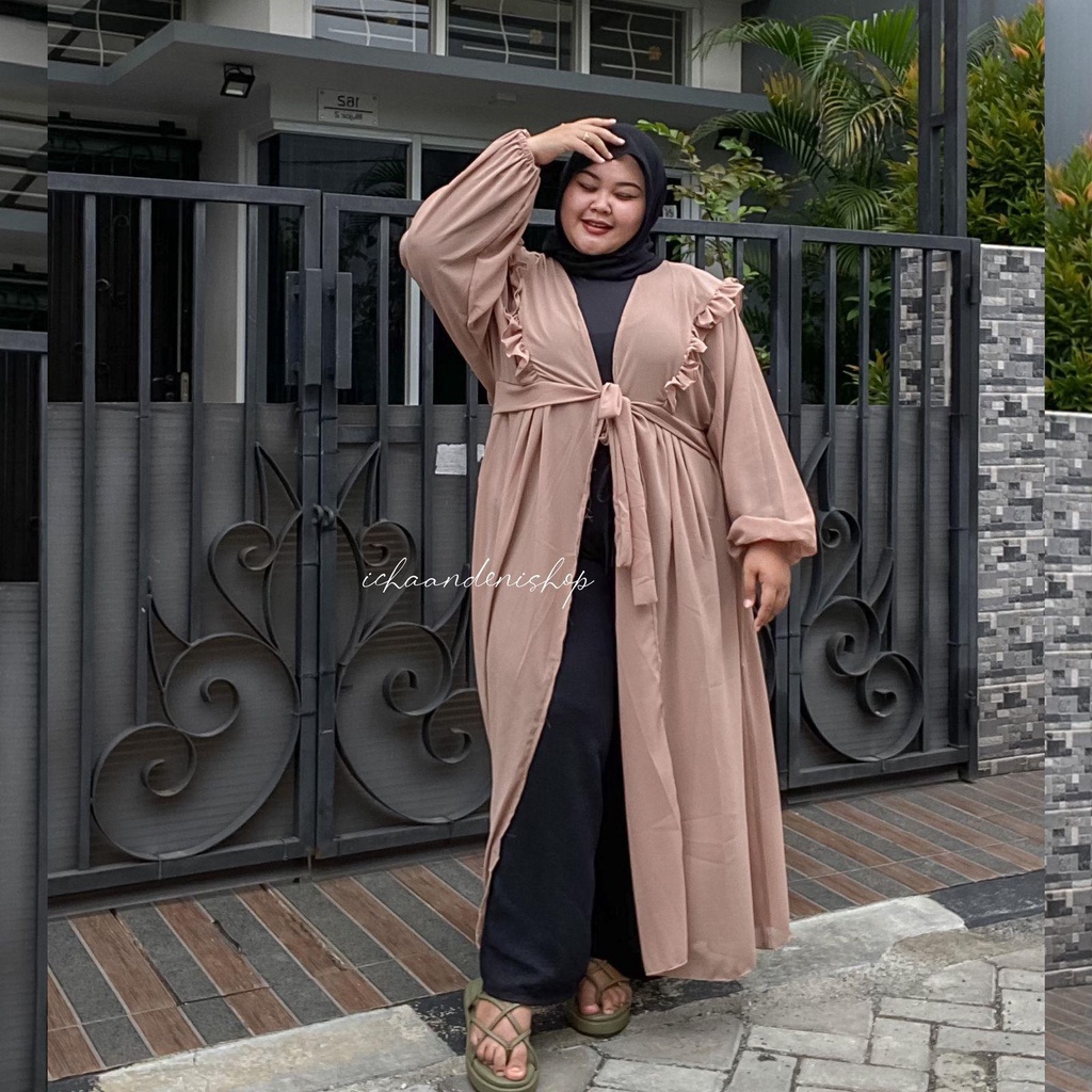 ICH - Lesya Long Outer Ruffle Jumbo Bahan Ceruty