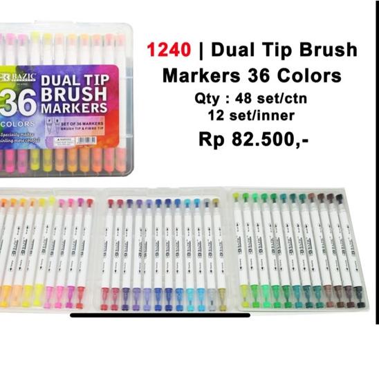 

Ready Stok Brush pen dual tip bazic 36 warna 