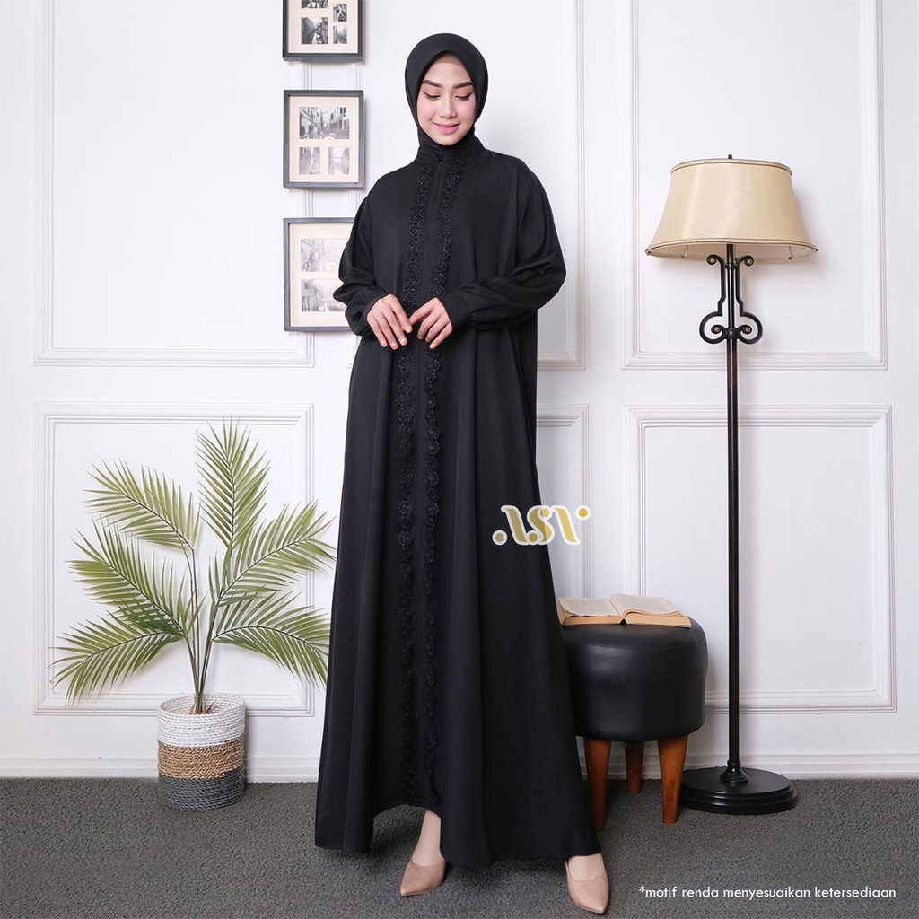 STANDAR-BIGSIZE | Halima Abaya Arab Gamis Hitam Bahan Shakila Jubah Akhwat Ummahat Ukuran Lengkap LD 105 115 125 Fit L XL XXL Busui Friendly Original ALSAVA