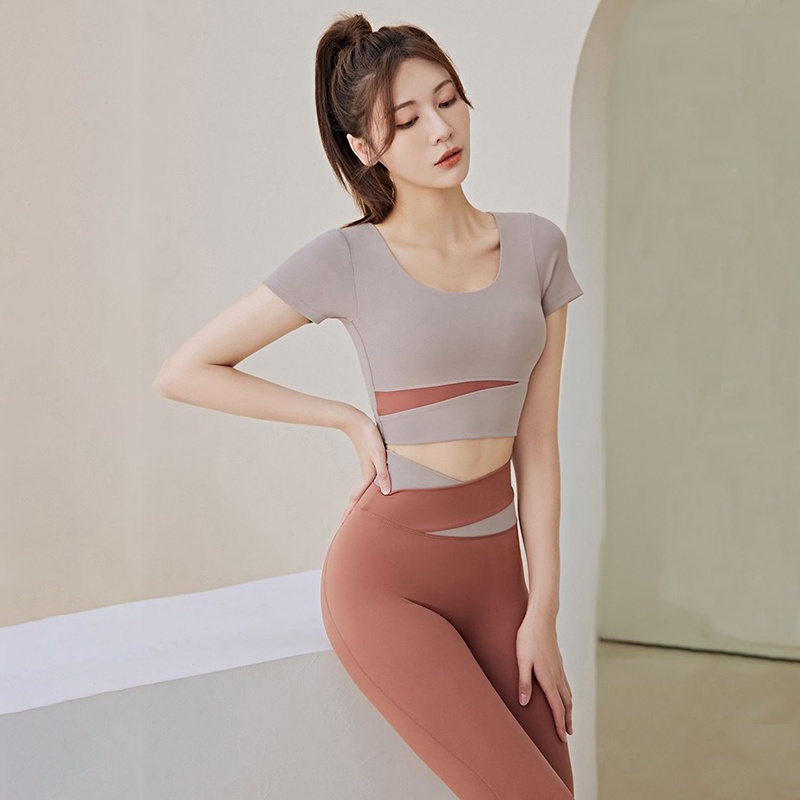 Set Pakaian Olahraga Wanita T-shirt & Celana Yoga | Setelan Baju Olahraga Import Wanita