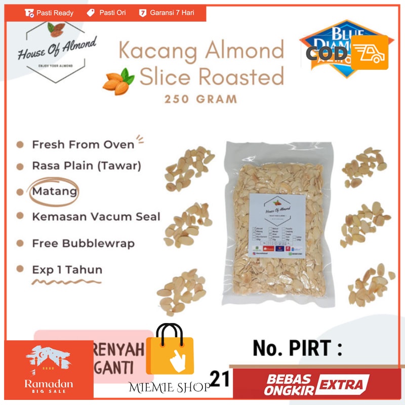 

Kacang Almond Slice Panggang roasted/oven 250gr