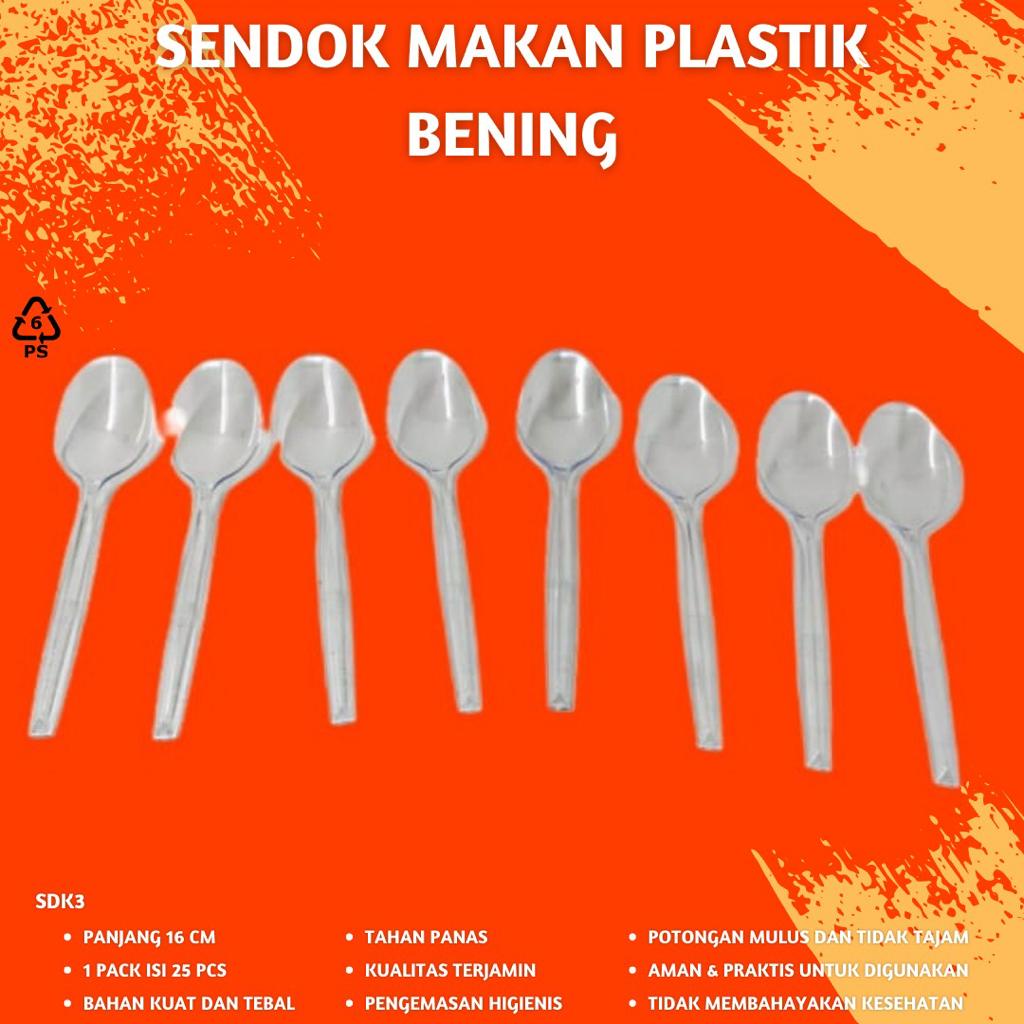 Sendok Makan Sendok Plastik Warna Bening (Isi 25 Pcs-SDK3)