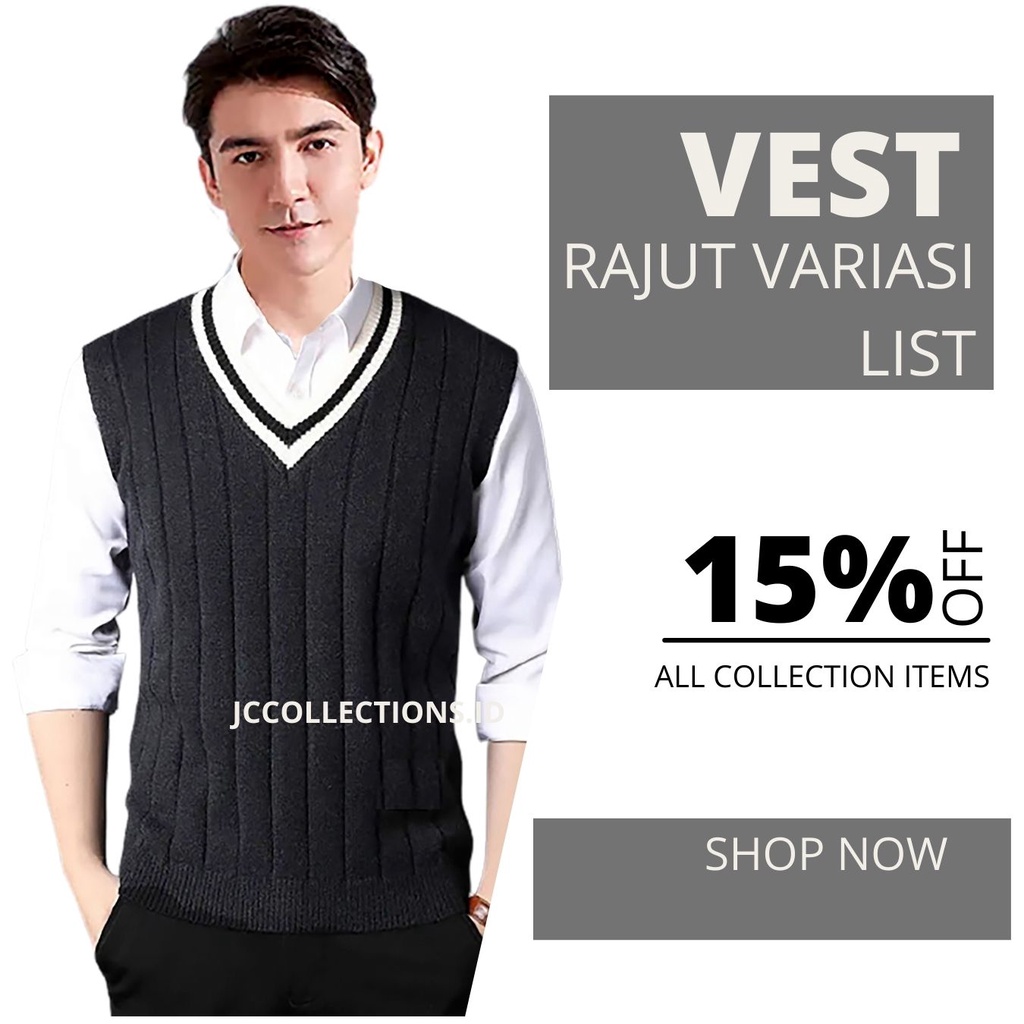 Outer Vest Rompi Rajut Vest Korea Vneck List Dobel Oliver JCCollections