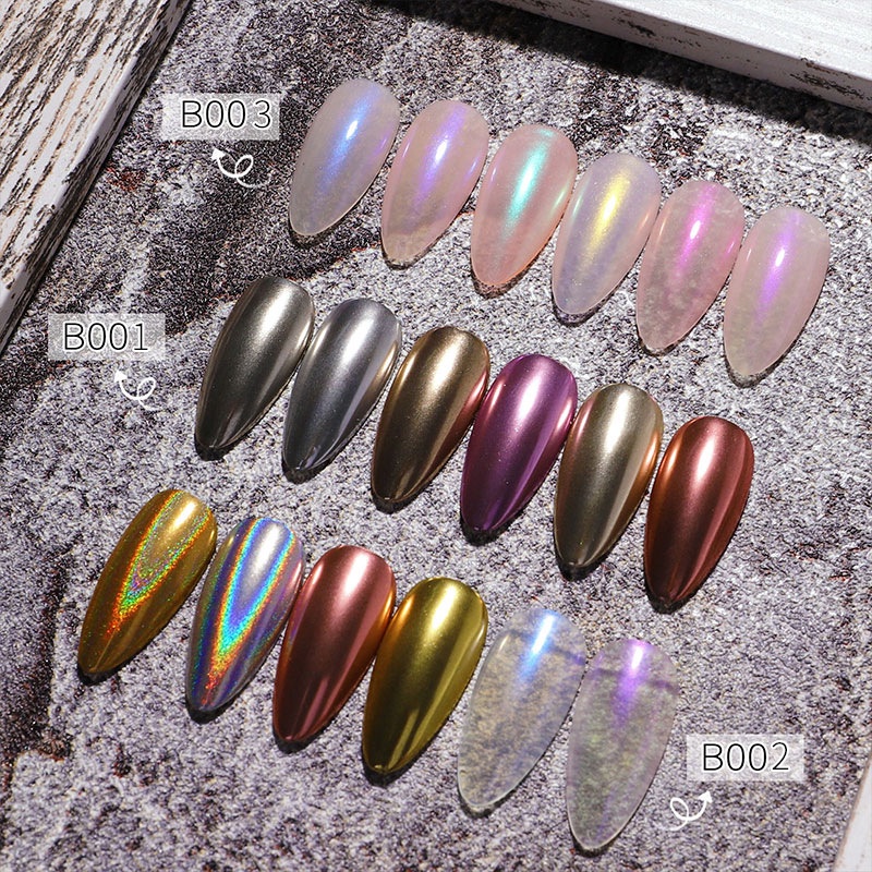 Nail art 6 Color Solid Chrome Powder Aurora Mix Color/ Bubuk Hiasan Kutek Kuku Palsu