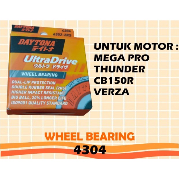 BEARING LAHER RODA 6302 MEGAPRO THUNDER CB150R VERZA DAYTONA RACING 2PCS 4304