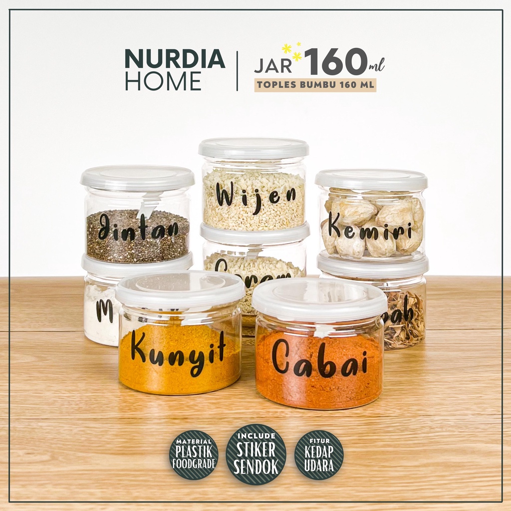 Toples Bumbu Dapur Mini 160 ml Nurdia Home (Tempat bumbu dapur / Wadah bumbu dapur / Botol bumbu) - J07